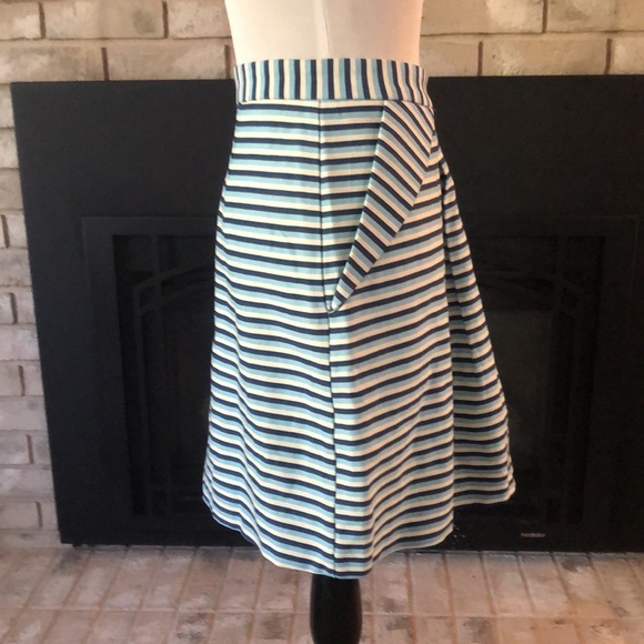 Pink Martini Blue White Stripe Front Pleats Pockets Skirt size Large - Picture 8 of 12